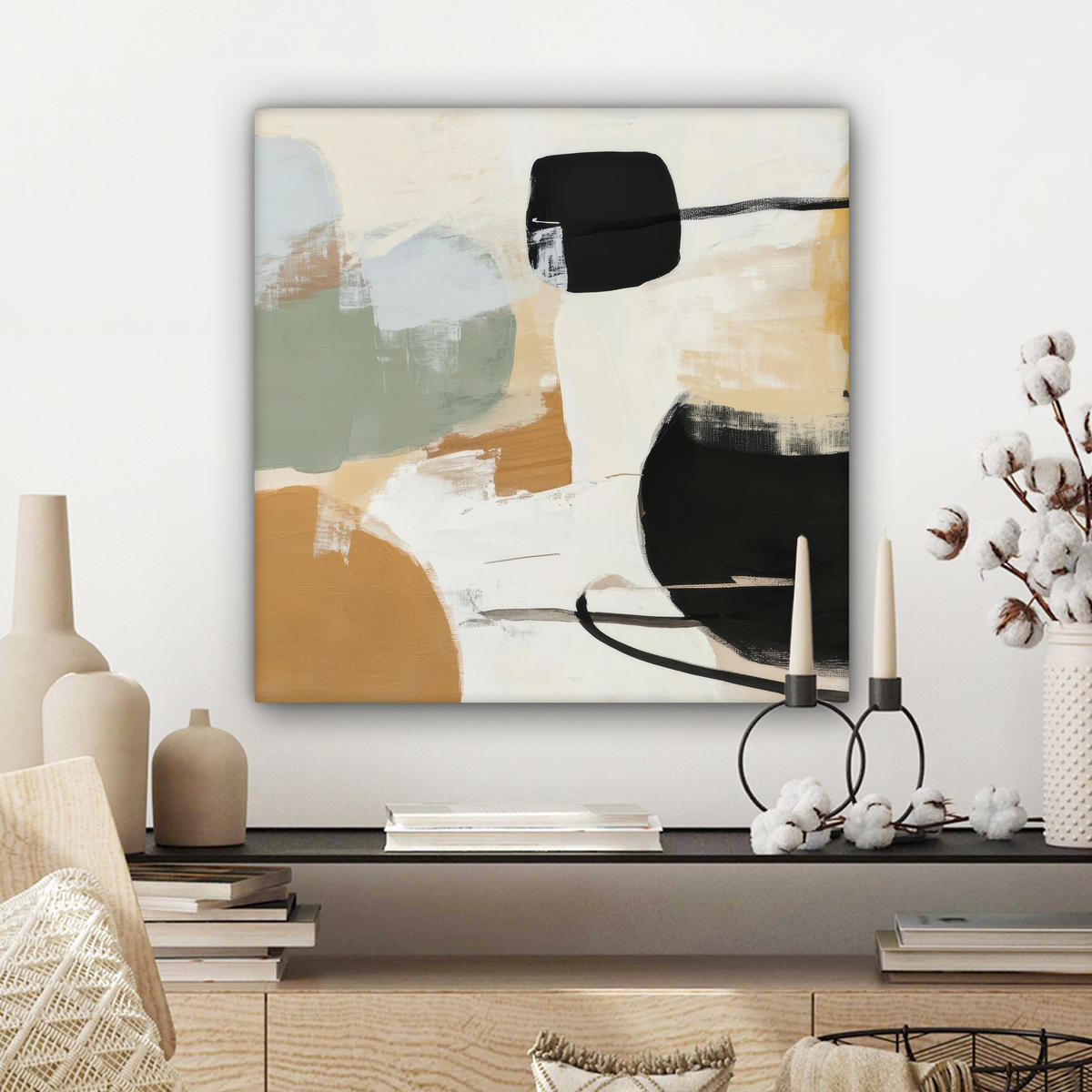 LEINWANDBILD Farbe - Abstrakt - Farben 50x50 cm - Currygelb, Textil (50/50cm) - MuchoWow