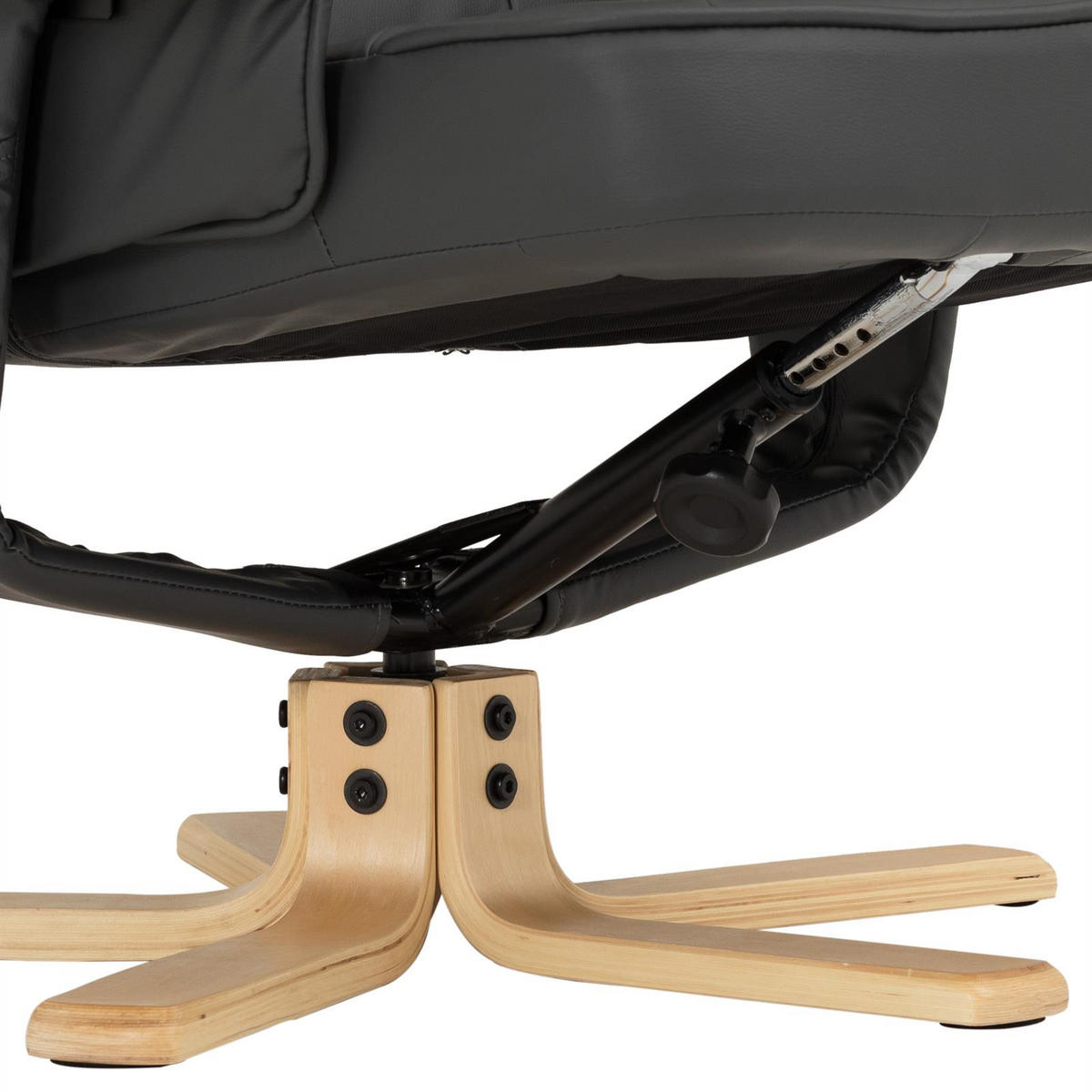 RELAXSESSEL KUNSTLEDER, SET MIT HOCKER CHARLY - Grau, Textil (76/87/61cm) - IDIMEX