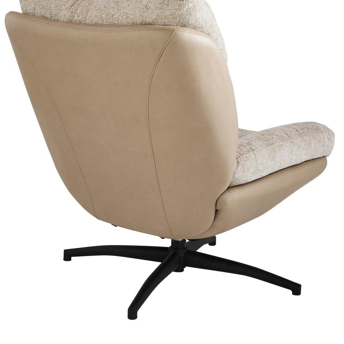DREHSTUHL aus beigem Stoff mit Fußstütze L68 cm 87/90/68 cm - Beige, Textil (87/90/75.5cm) - Calicosy