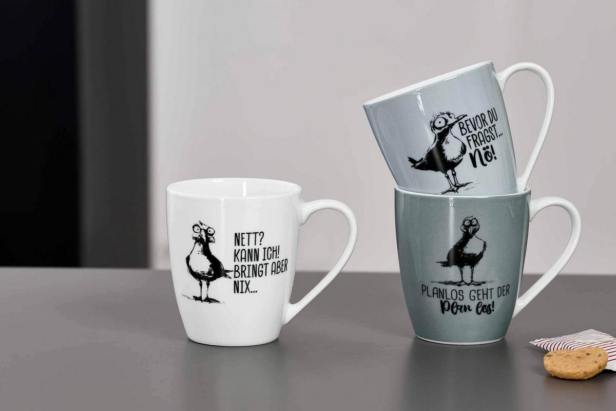 HENKELBECHER Möwe grau 360 ml 6er Set - Grau, Keramik (0.36L) - Ritzenhoff Breker