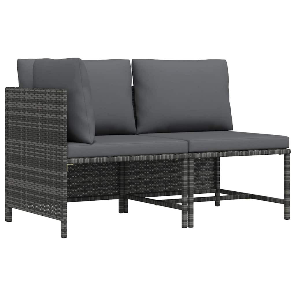 GARTEN-SOFAGARNITUR 2-TLG. Mit Auflagen Poly Rattan Grau - Grau, Kunststoff (60/60/54cm) - vidaXL