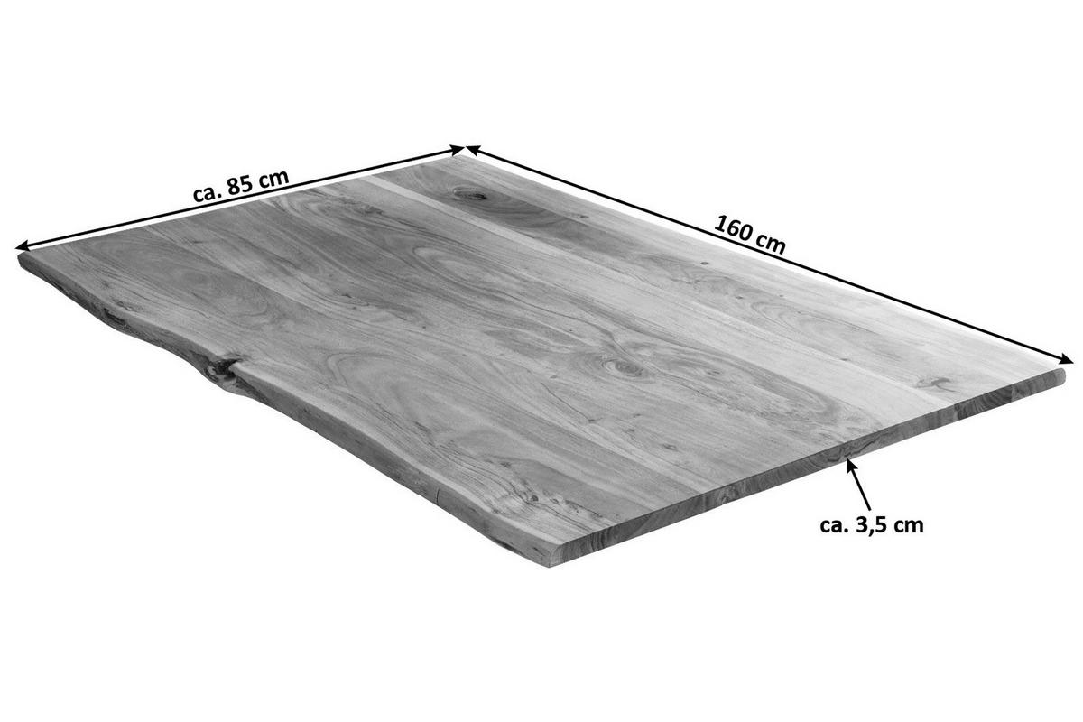 TISCHPLATTE MILO - Beige/Naturfarben, Akazienholz/Holz (85/160/4cm) - SAM