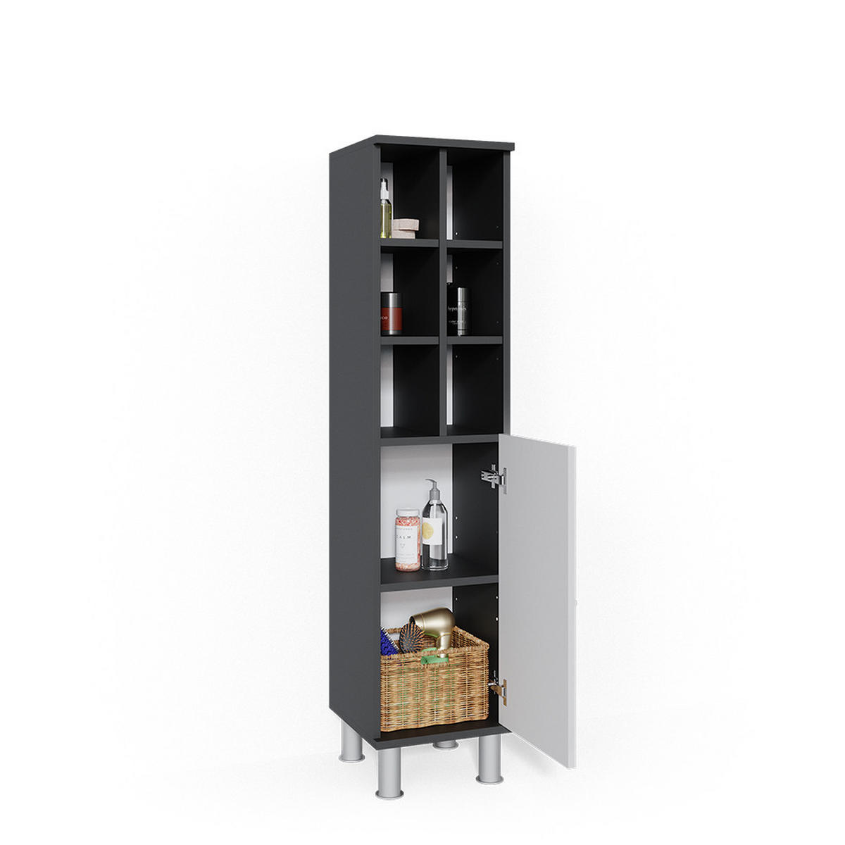 MIDISCHRANK Fynn Weiß Hochglanz 30 x 130.6 cm große Tür - Weiß Hochglanz, Holzwerkstoff (30/130.6/30cm) - Vicco