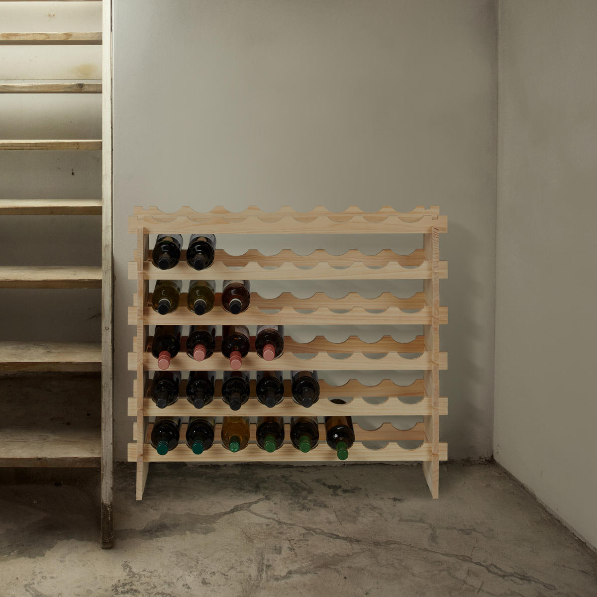 WEINREGAL - Hellbraun, Holz (82/73/25cm) - Relaxdays