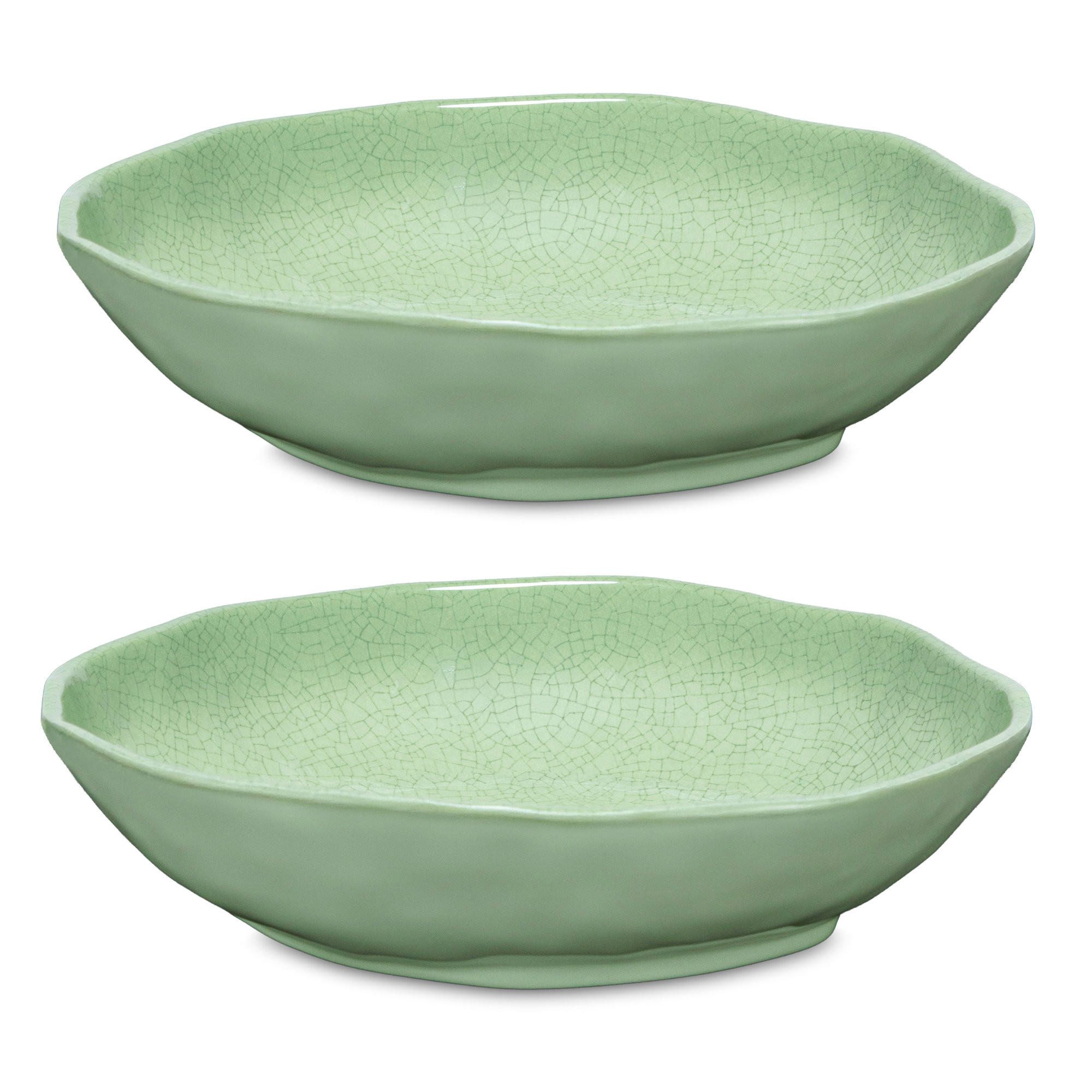 TELLER tief / Suppenteller Ø 21 cm Atmosfera grün Set mit 2 Stück - Salbeigrün, Kunststoff (21cm) - Rose & Tulipani