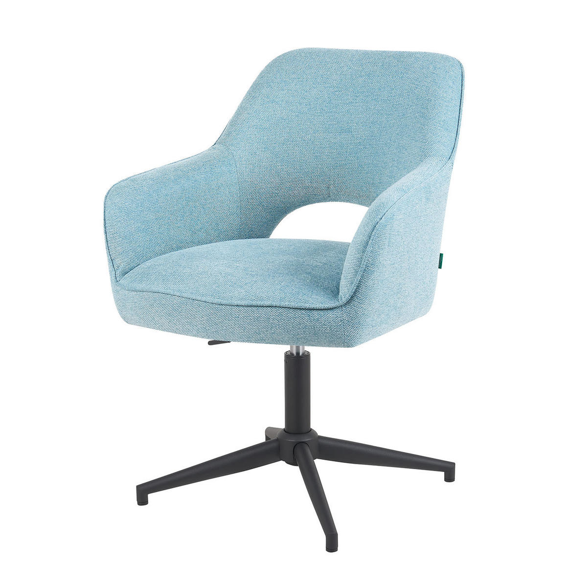 BÜROSTUHL Mika-Bryn - Schwarz/Hellblau, Textil/Metall (60/84/65cm) - DUBI Möbel