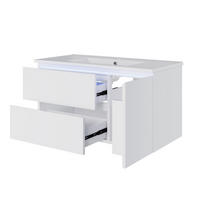 UMYVADLOVÁ skříňka 91,5/46,5/50,5 cm bílá z MDF a keramiky s LED senzorem a úložným prostorem - bílá, kompozitní dřevo (91/50.5/46.5cm) - OKWISH