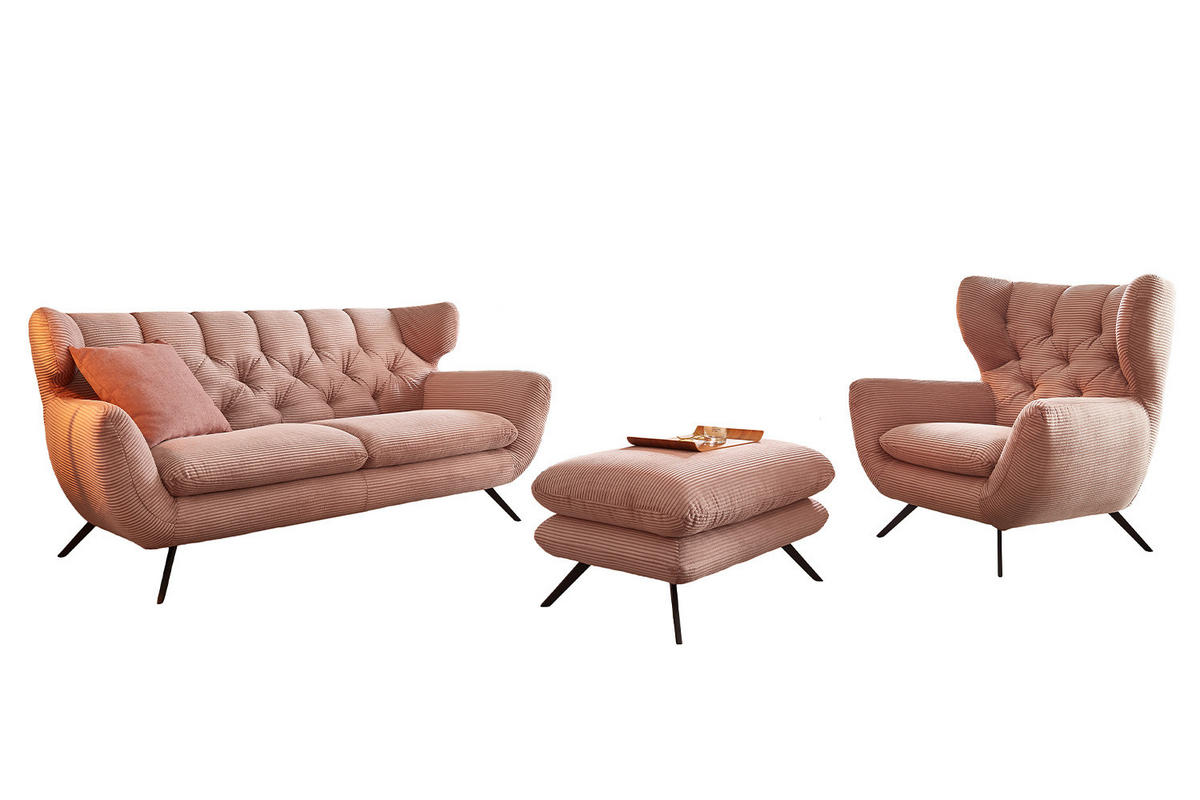 SITZGRUPPE CHARME Rosé - Rosa, Textil (175/94/95cm) - KAWOLA