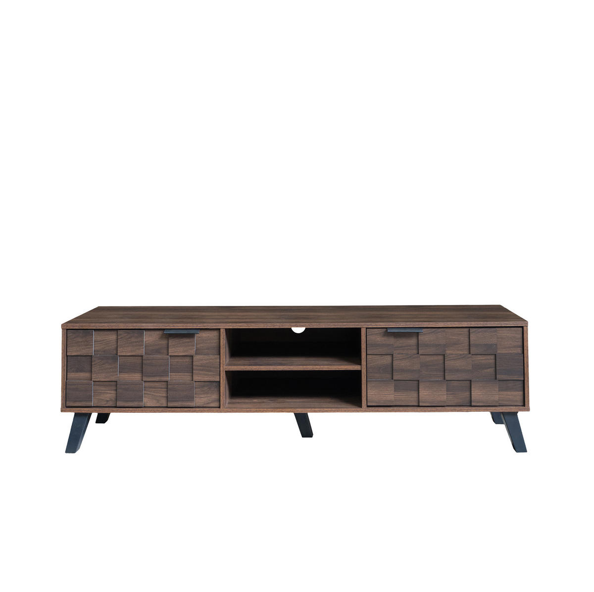 TV ormarić 160,5/35,5/45 cm boja drveta od iverice s 2 vrata i 2 otvorena pretinca - smeđa, drvni materijal (160.5/45/35.5cm) - OKWISH