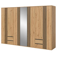 KLEIDERSCHRANK Eiche Artisan, grau 280 cm 7-türig, Wäscheschrank mit Spiegel und Schubladen - Anthrazit/Eiche Artisan, Holzwerkstoff (280/192/56cm) - Inn.Furn