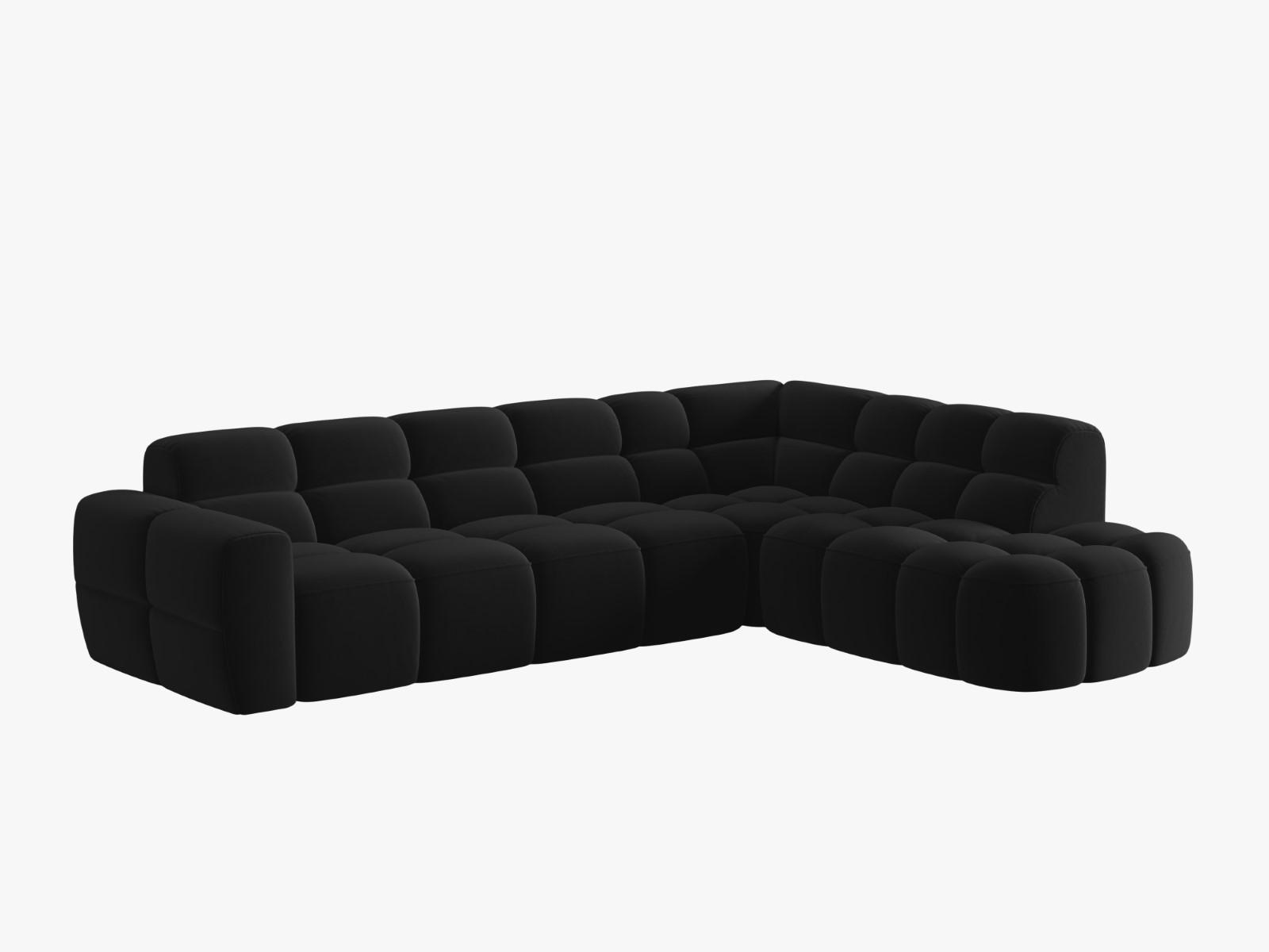 ECKSOFA rechts Lisa aus Samt schwarz 5 Sitzplätze - Schwarz, Textil (234/293cm) - Micadoni