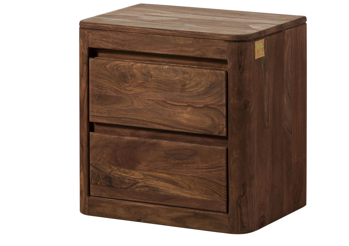 NACHTTISCH Sheesham 50x35x50 rot-braun gebeizt TORONTO #163 - Dunkelbraun, Holz (50/50/35cm) - Massivmoebel24
