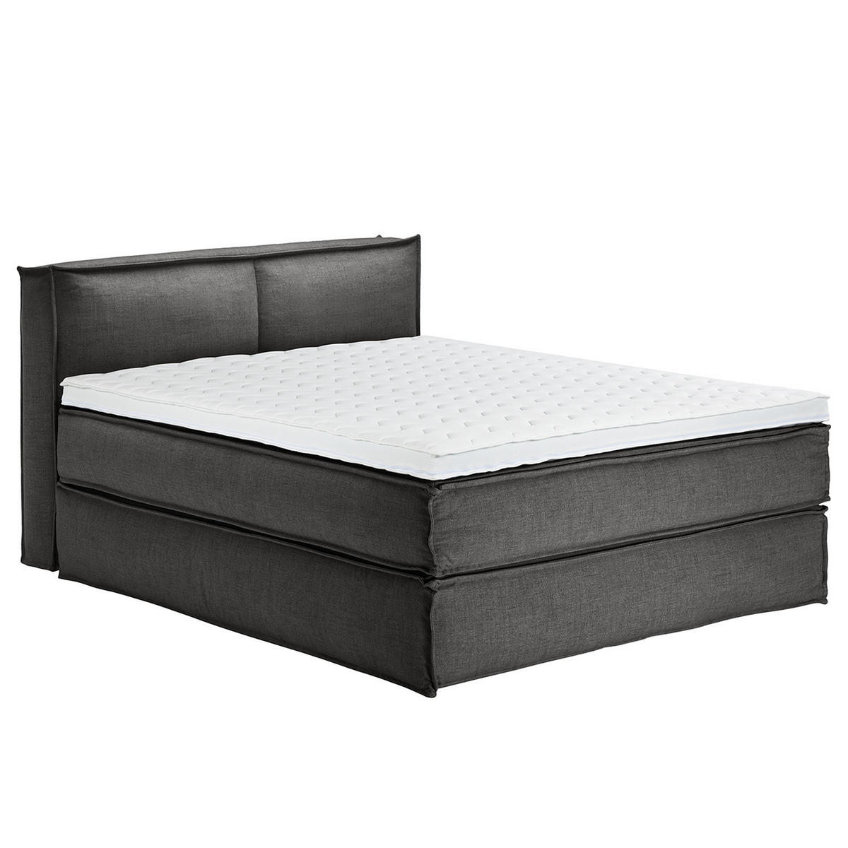 BOXSPRINGBETT mit Kopfteil - Premium - Anthrazit, Textil (160/220cm) - home24
