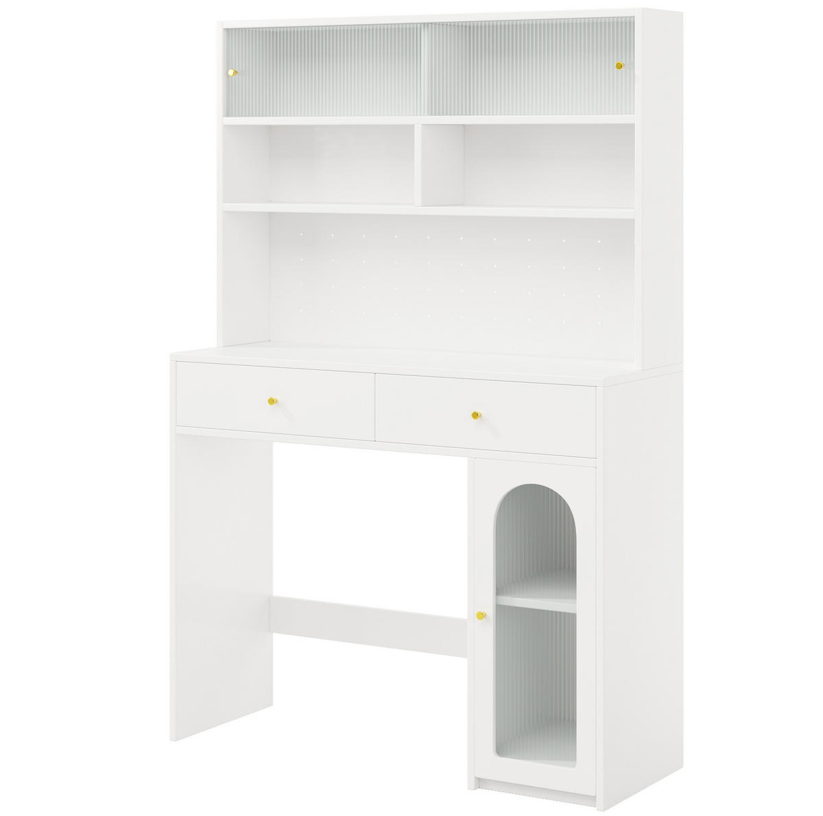KÜCHENSCHRANK aus MDF 120x45x180 cm Weiß mit Arbeitsfläche, 2 Schubladen und Hakenleiste - Weiß, Holzwerkstoff (120/180/45cm) - IVMEU