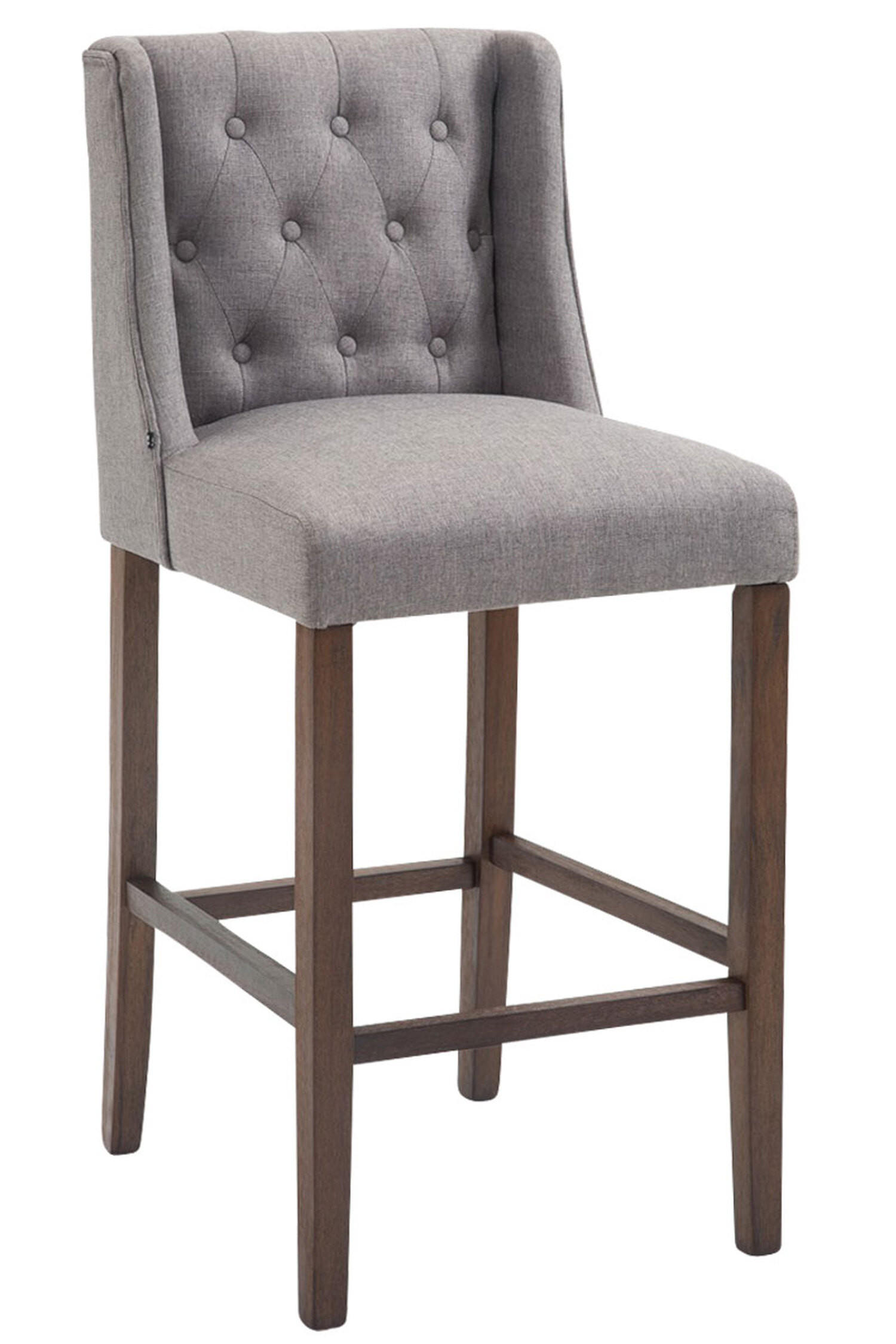 BARHOCKER Cassado, Gestell Antik-dunkel, Stoff Hellgrau - Braun/Grau, Holz/Textil (56/100/51cm) - TPFLiving