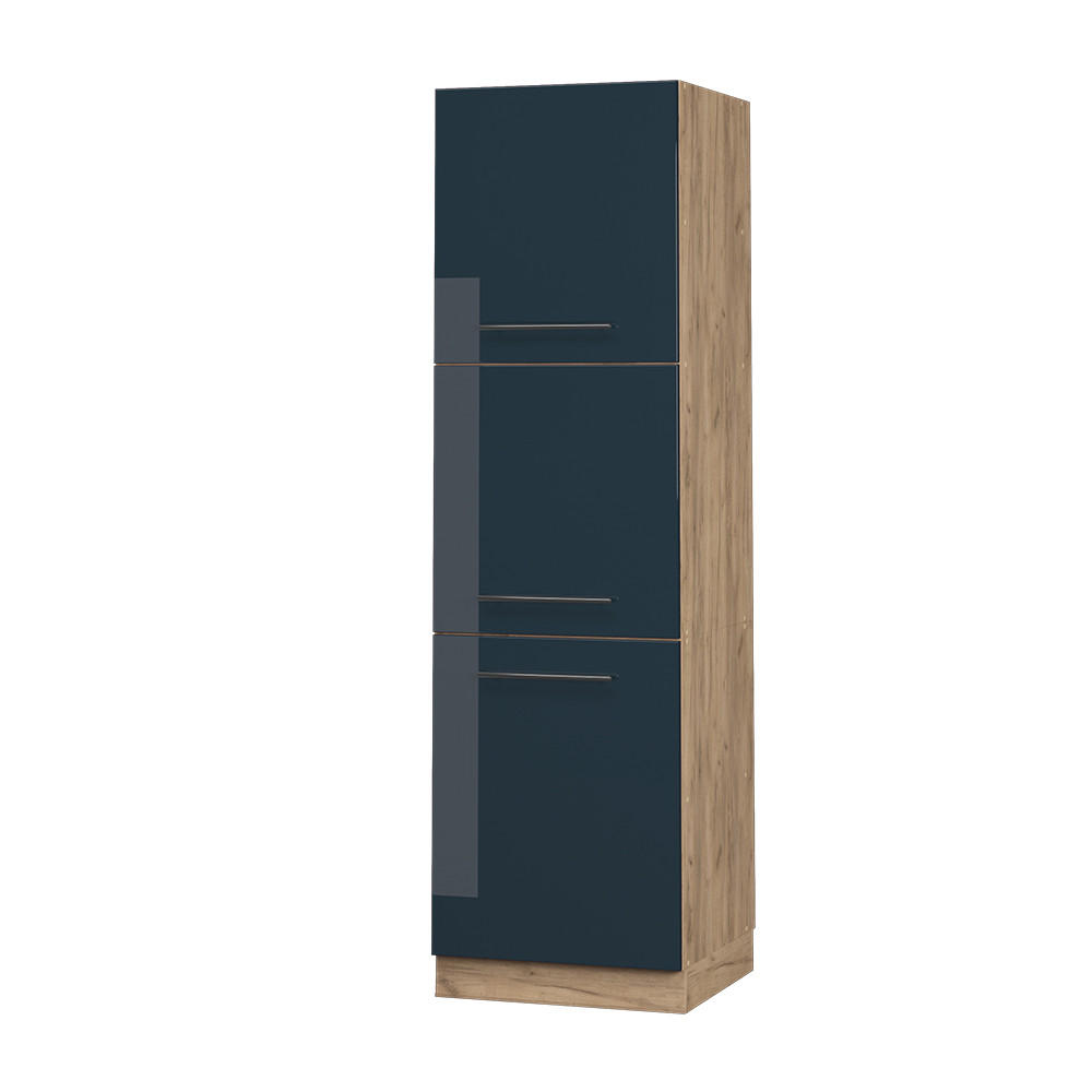HÖGSKÅP Fame-Line, Mörkblå högblank/Goldkraft ek, 60 cm Mörkblå, Ekfärgad 206.8/60/58.1 cm