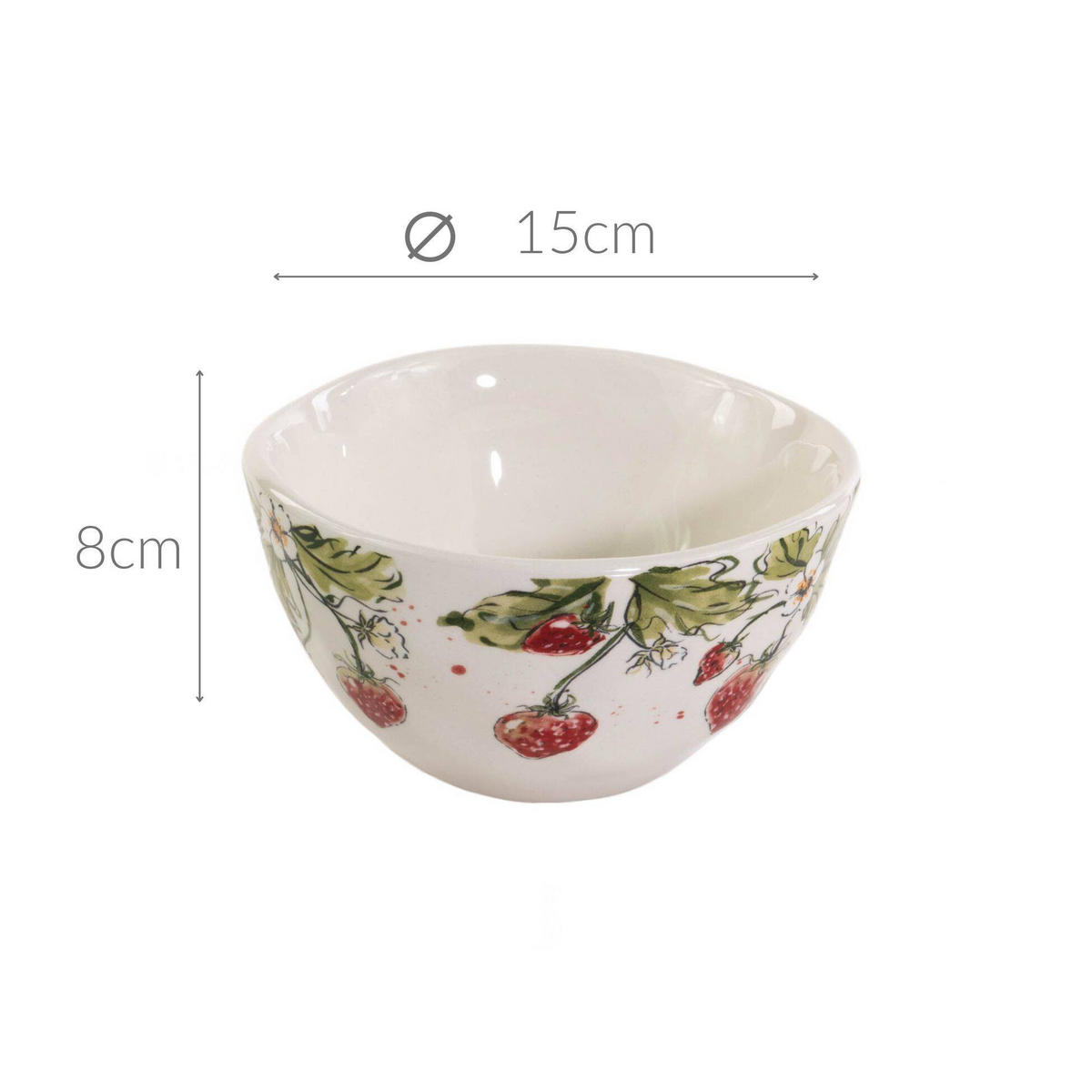SUPPENSCHÜSSEL Strawberry 540 ml - Rot/Weiß, Keramik (540cm) - Boltze Home