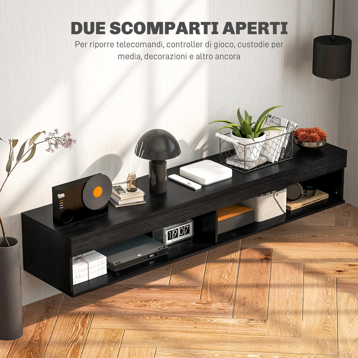 TV-MÖBEL Schwarz 1 Stück - Schwarz, Holzwerkstoff (180/30/40cm) - GiPP