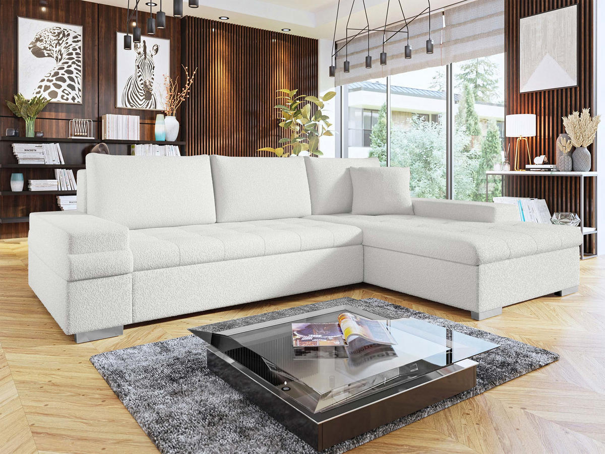 ECKSOFA Bangkok Mini Premium - Beige/Silberfarben, Holz/Textil (274/182cm) - MIRJAN24