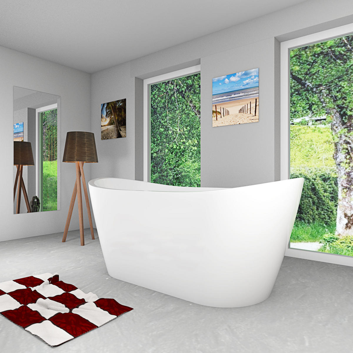 FREISTEHENDE Badewanne Wanne F03 180x89cm - Weiß, Glas/Kunststoff (80/72/180cm) - AcquaVapore by Sandra Jentho