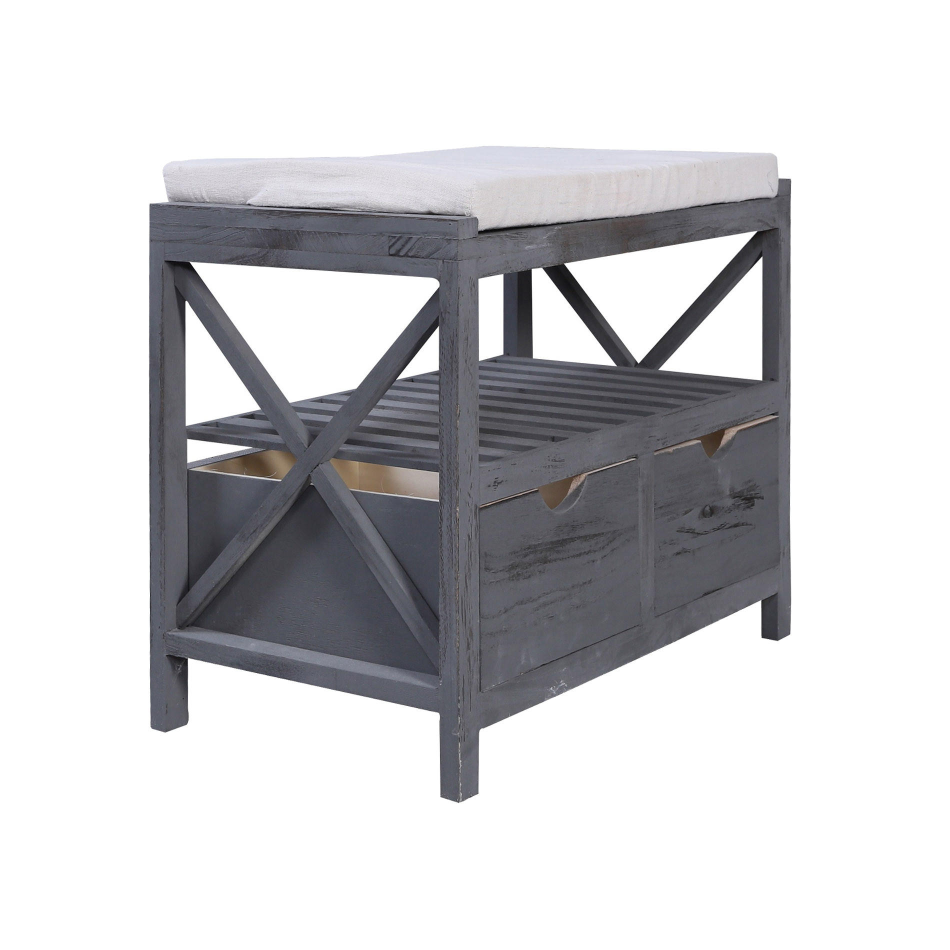 SITZBANK Grau 34/65/43 cm - Grau, Holz (34/43/65cm) - Mobili Rebecca