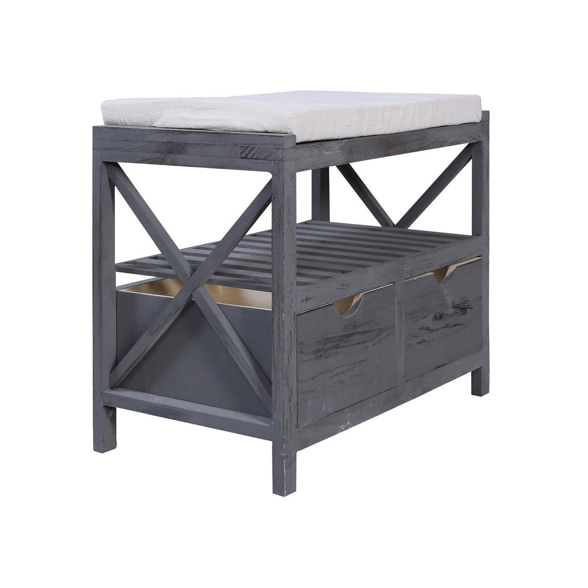 SITZBANK Grau 34/65/43 cm - Grau, Holz (34/43/65cm) - Mobili Rebecca