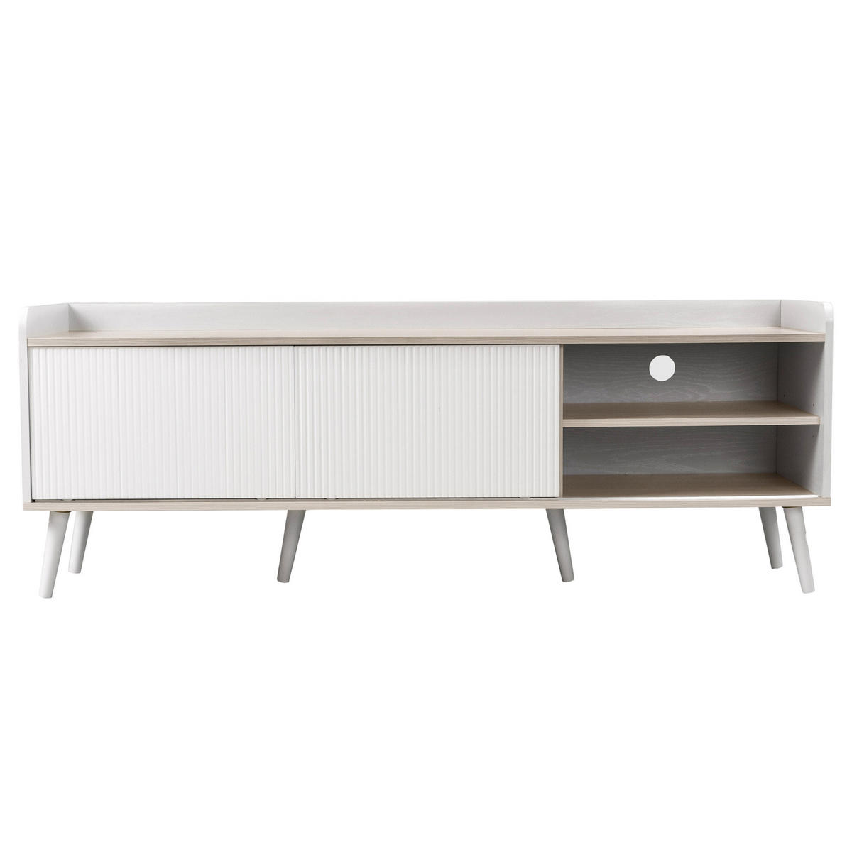 TV-SCHRANK in Weiß/Holzoptik mit Schiebetüren und Schubladen 160/40/58 cm - Weiß, Holzwerkstoff (160/58/40cm) - Redom