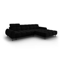 ELEKTRISCHES-ECKSOFA rechts Alyse aus Samt schwarz 5 Sitzplätze - Schwarz, Textil (188/295cm) - Micadoni
