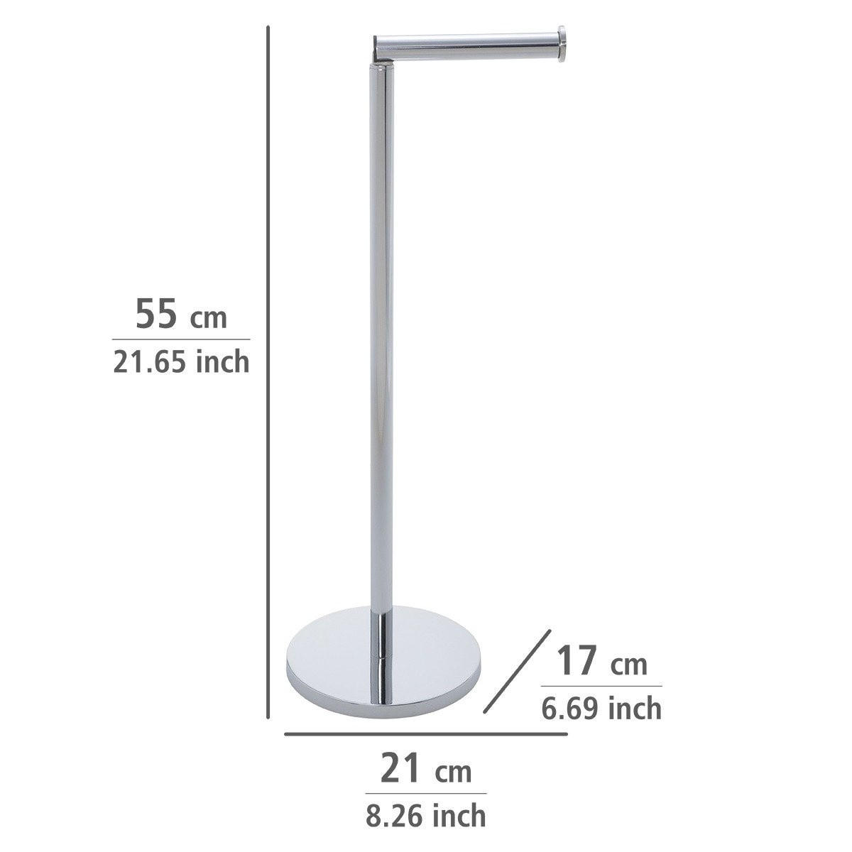 TOILETTENPAPIERHALTER in 1 - Edelstahl rostfrei 17/17/54 cm - Silberfarben, Metall (17/54/17cm) - Wenko
