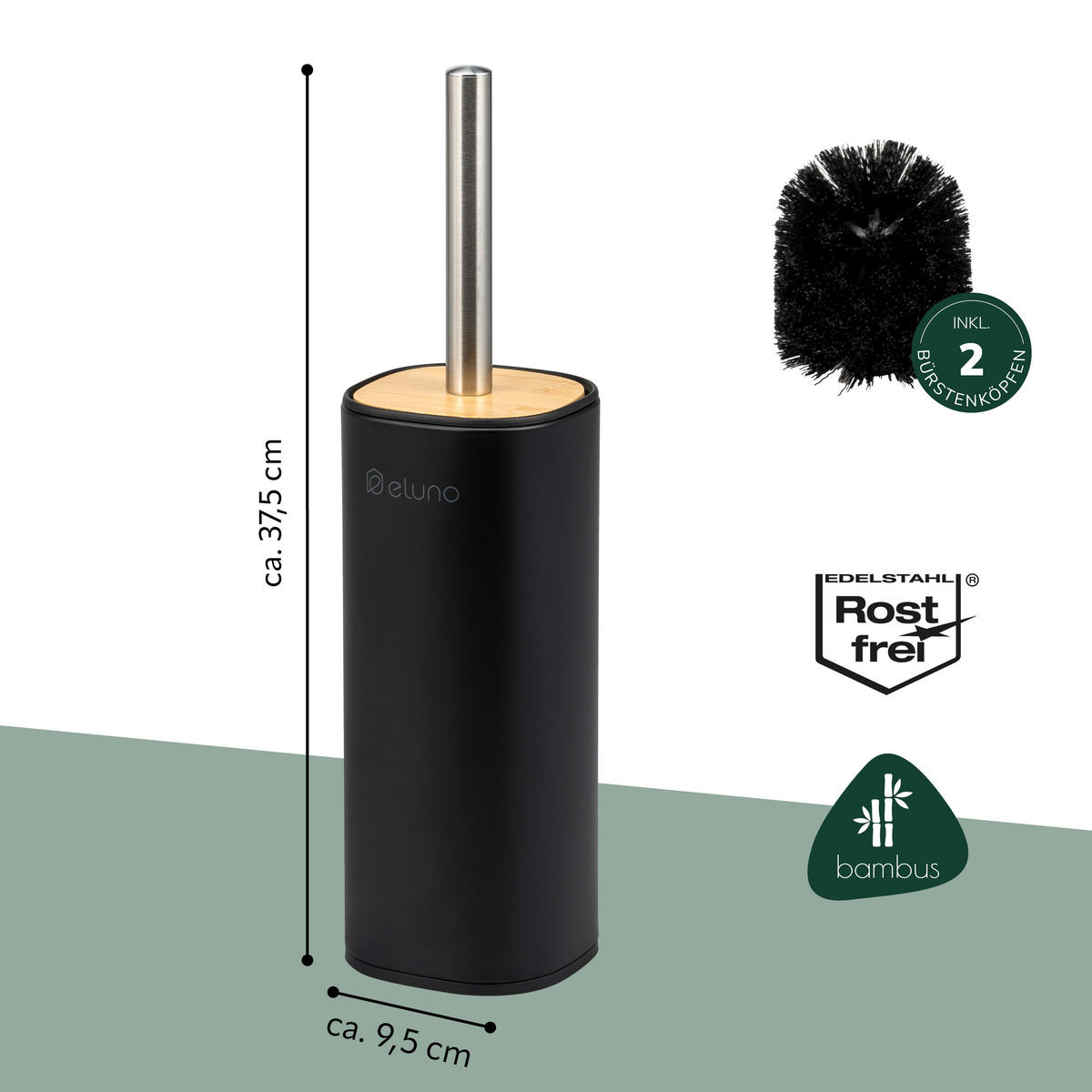 WC-GARNITUR FRAMURA, schwarz, Metall - Schwarz, Metall (9.5/37.5/9.5cm) - eluno