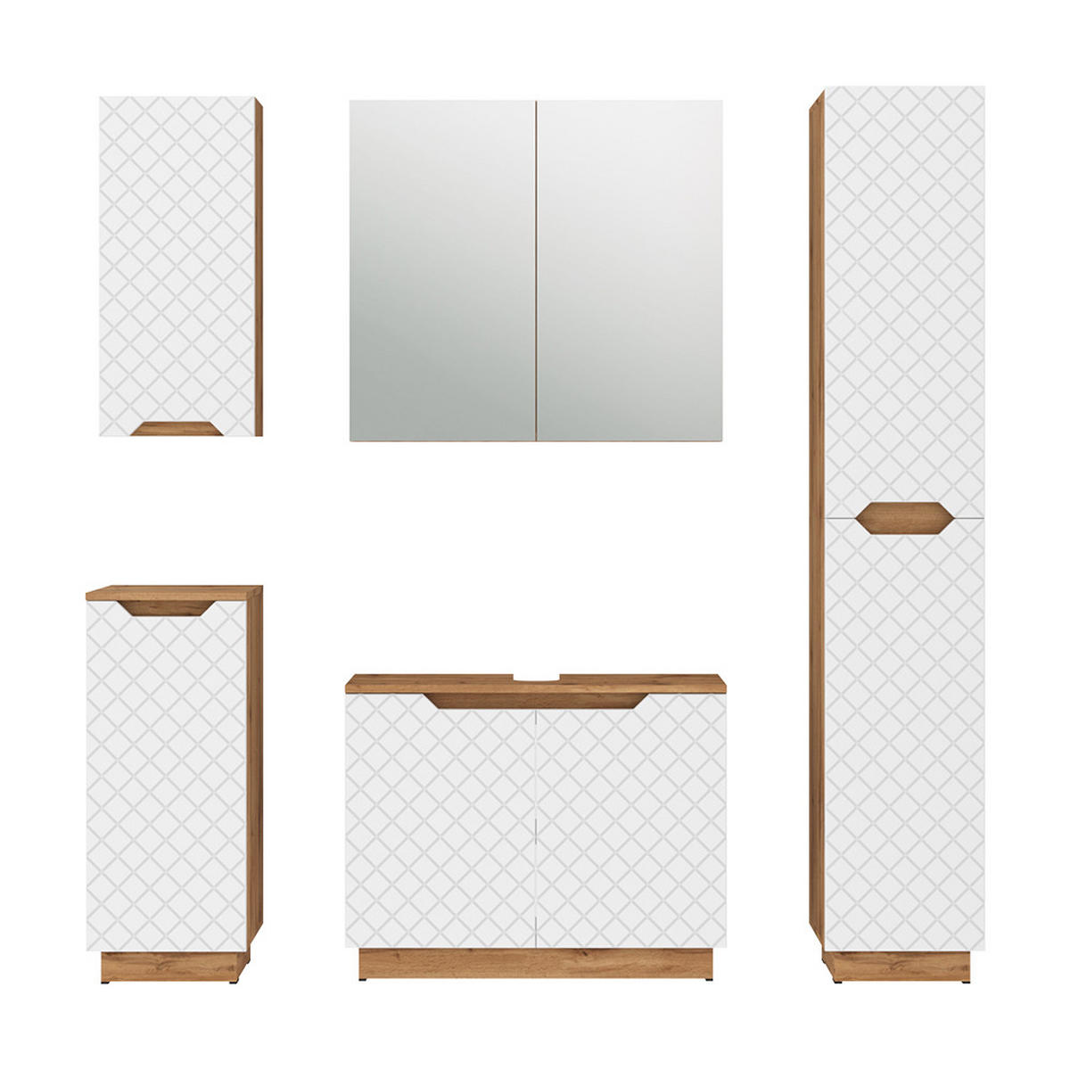 KOUPELNOVÝ NÁBYTEK Lotta Dub/bílá se strukturou dlaždic - bílá, kompozitní dřevo (79.6/62.1/32cm) - Vicco