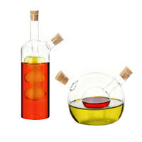 2XESSIG-ÖL-FLASCHEN - Transparent, Glas/Naturmaterialen (5.5/21/5.5cm) - Relaxdays