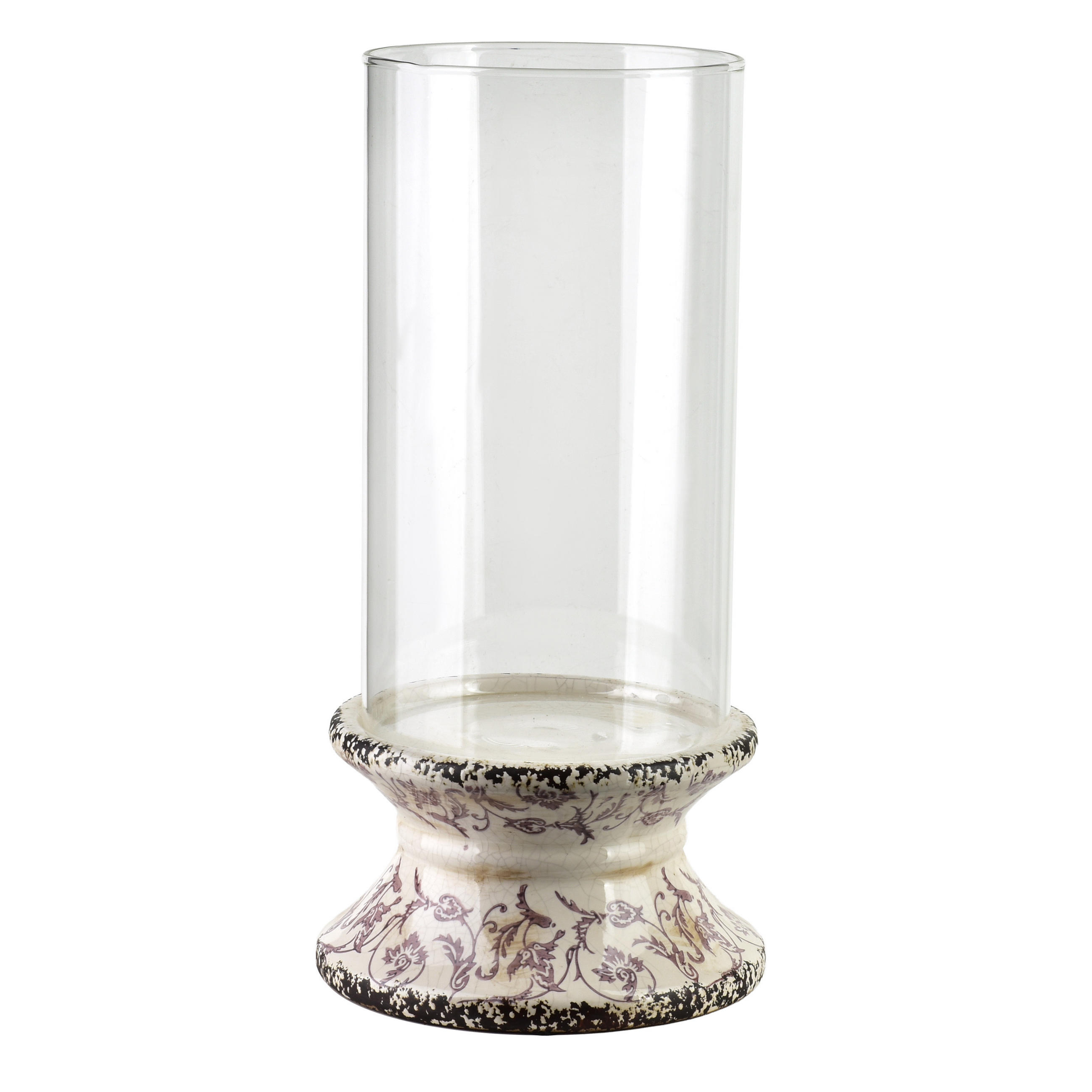 KERZENHALTER Evam Violett 17,5/17,5/35cm Glas, Keramik - Beige, Keramik (36cm) - Mondex