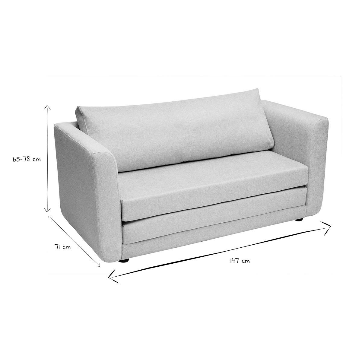 SCHLAFSOFA 2-Sitzer Beigefarben Samteffekt LEON - Creme, Textil (71/78/147cm) - Miliboo