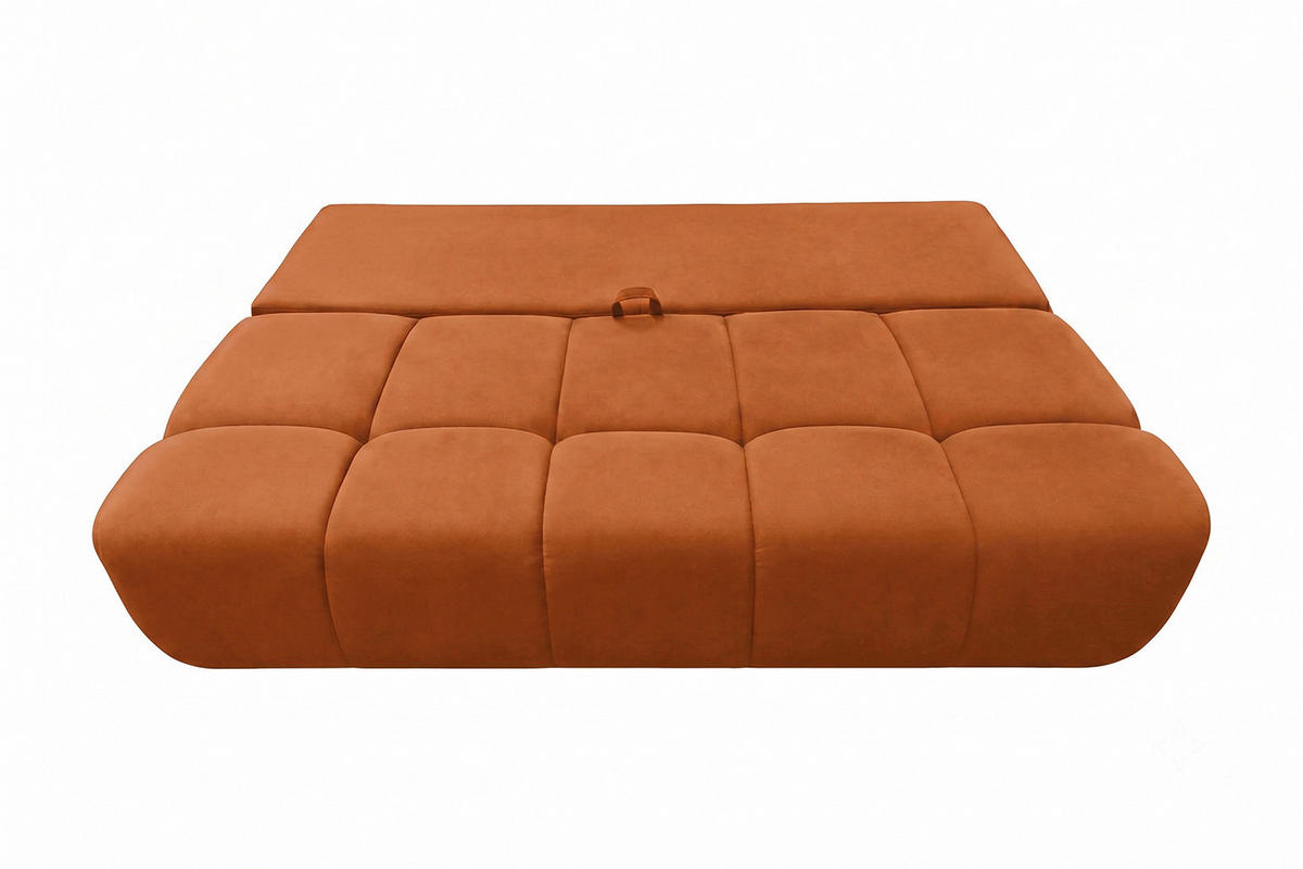 POHOVKA S funkcí spaní A úložným prostorem, sametová látka Bluvel, Skořicová, COCO - měděná, dřevo (205/97/105cm) - Kaiser Möbel