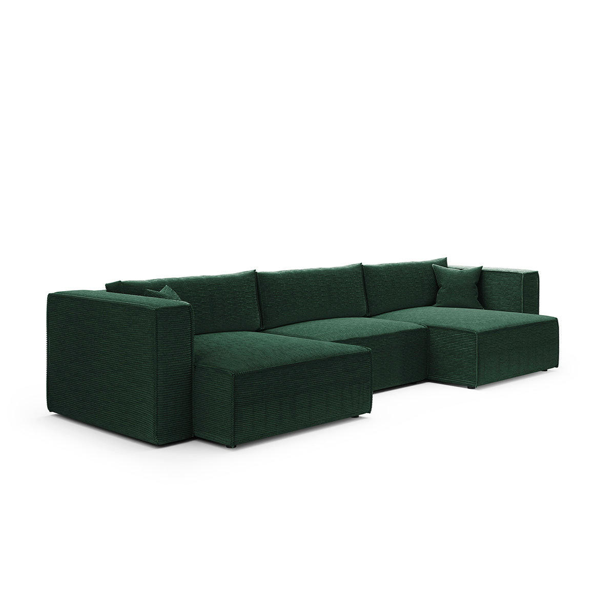 PANORAMASOFA Jimmy 5 Sitzplätze Tannengrün - Grün, Holz (348/77/148cm) - Petits-meubles