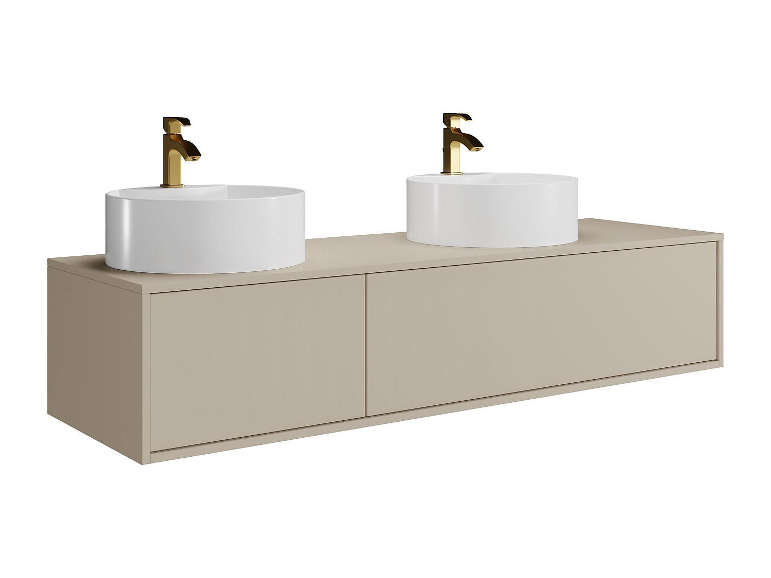 DOPPELWASCHTISCH - 150cm x 47cm - Holzspan - beige - ISAURE - Beige, Holz (150/32/47cm) - Vente-Unique