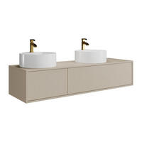 DOPPELWASCHTISCH - 150cm x 47cm - Holzspan - beige - ISAURE - Beige, Holz (150/32/47cm) - Vente-Unique