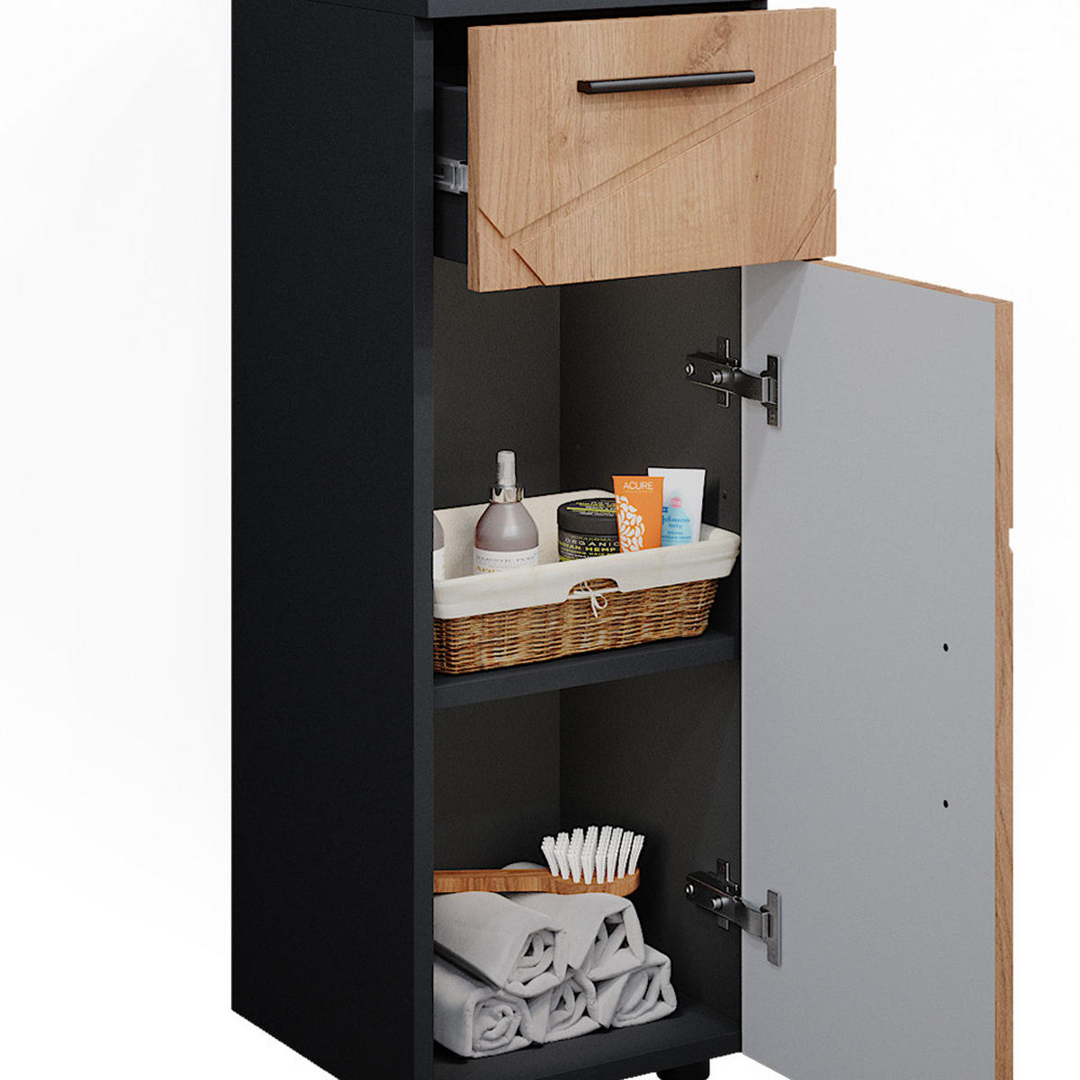MIDISCHRANK Irma Goldkraft Eiche 30 x 81 cm - Anthrazit/Eiche Wotan, Holzwerkstoff (30/81/30cm) - Vicco