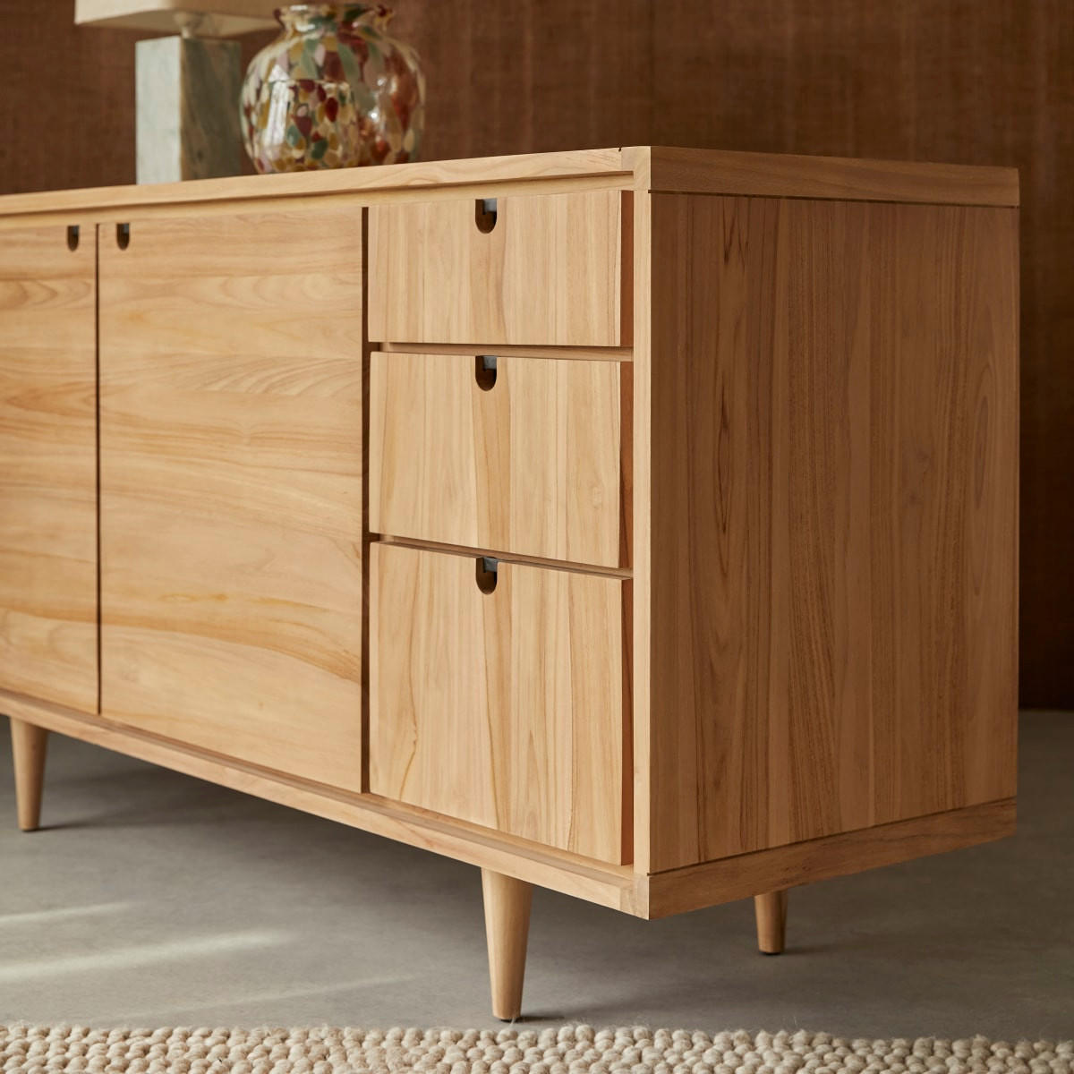 SIDEBOARD Jonàk Natur aus Teak - Naturfarben, Holz (145/76/45cm) - Tikamoon