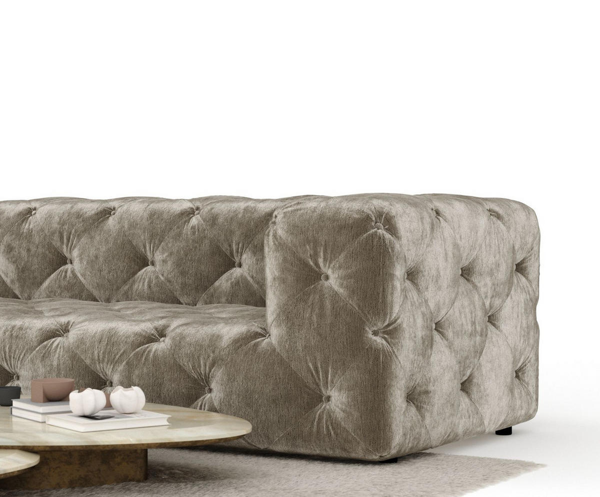 ECKSOFA Cosimo Beige Chenille - Beige/Schwarz, Holz/Holzwerkstoff (325/228cm) - Maison de Reve