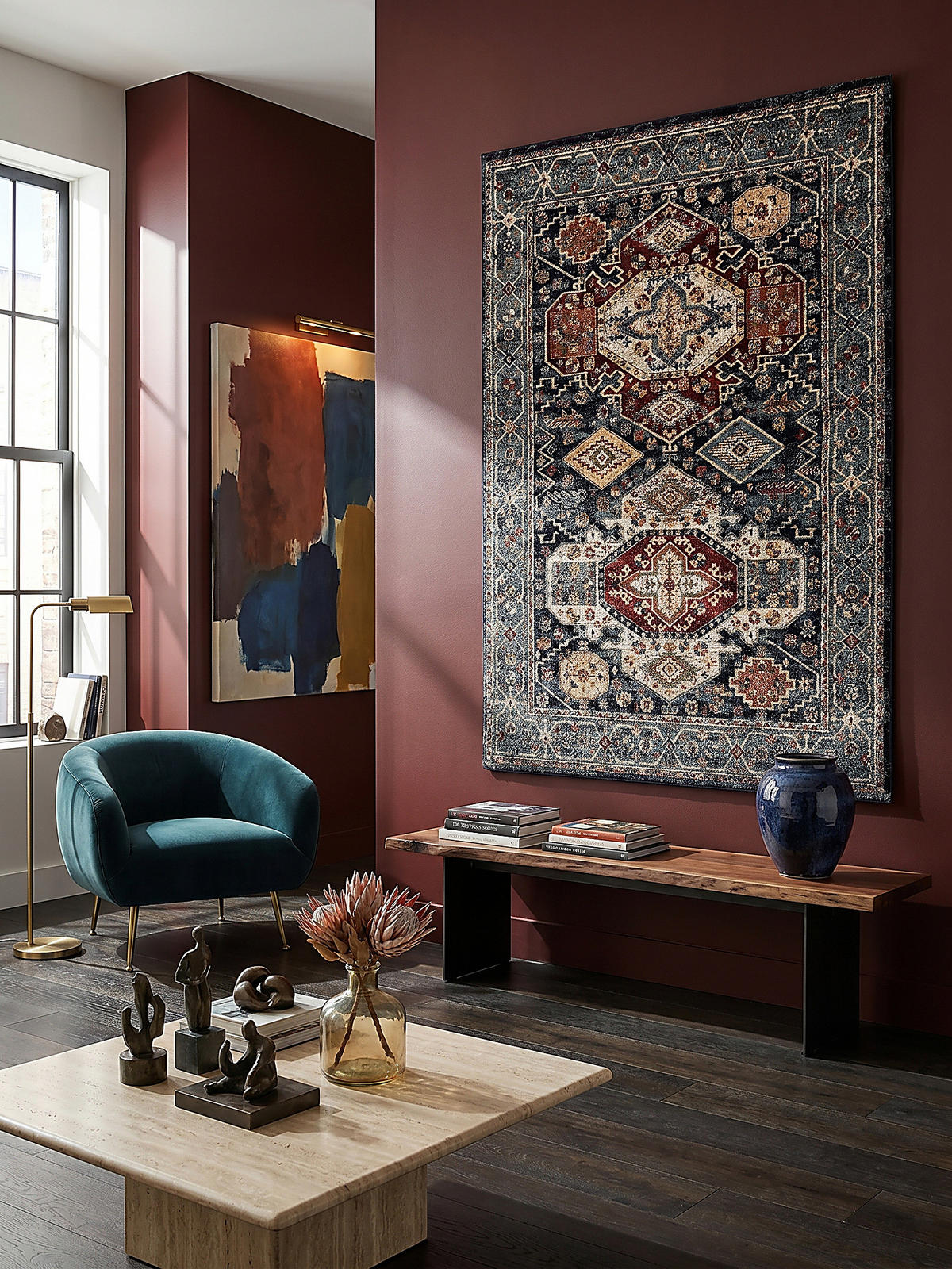KURZFLORTEPPICH GLAZERT, geometrisch, Blau, 120 x 170 cm - Blau, Textil (170/120cm) - KADIMA DESIGN