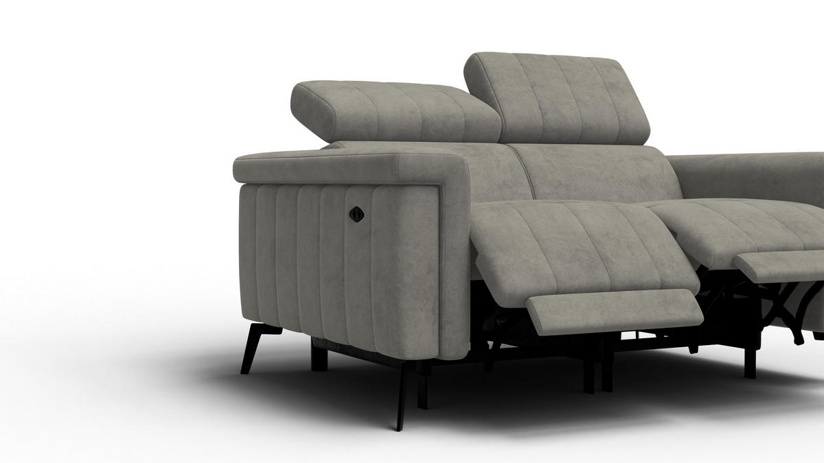 RELAXSOFA NORDEL 2-Sitzer, taupe - Taupe/Schwarz, Holz/Textil (150/80/105cm) - Courtois Laville