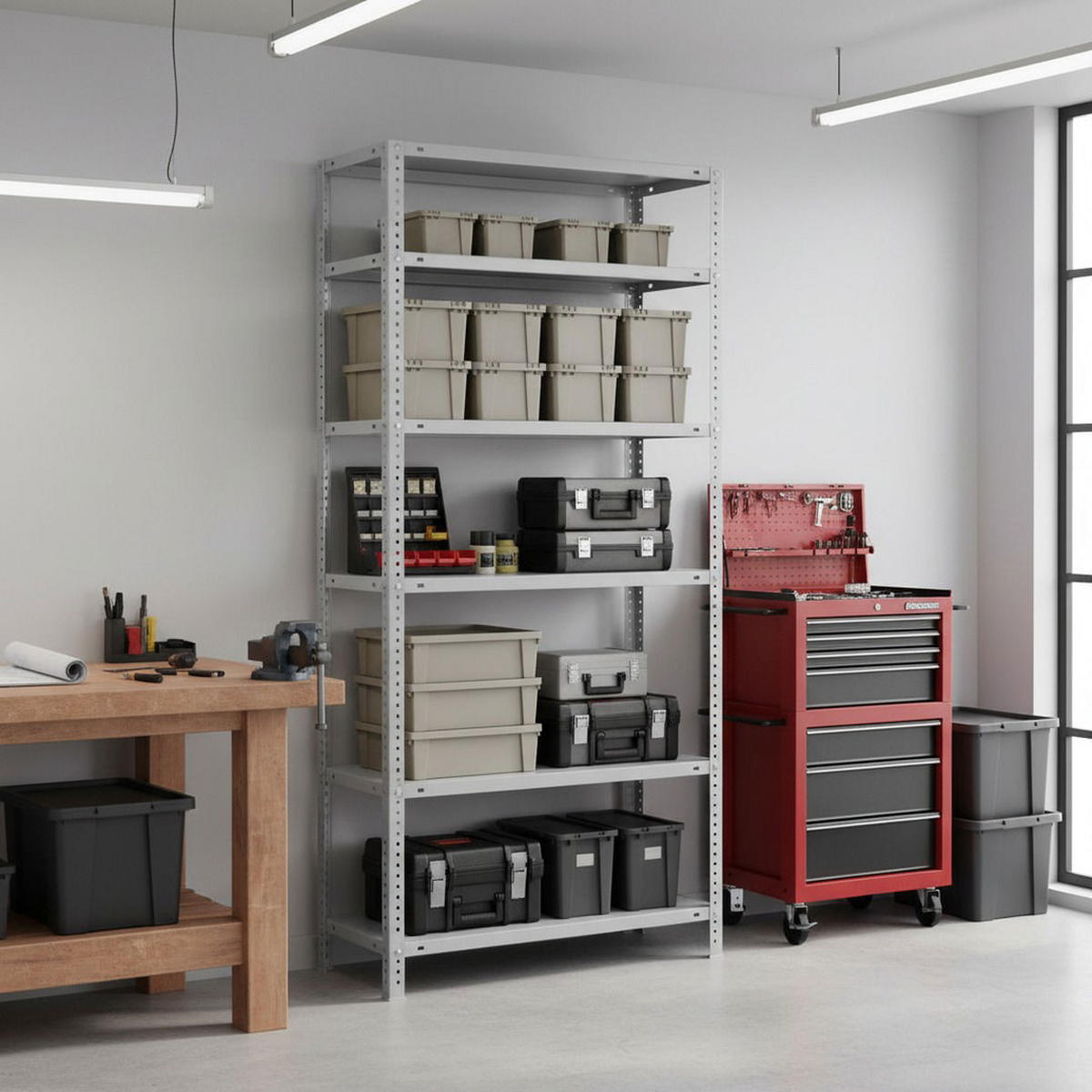 SCHRAUBREGAL PANDA TALL | HxBxT 200x90x30cm | 6 Fachböden | Fachlast 100kg | Weiß - Weiß, Metall (90/200/30cm) - PROREGAL