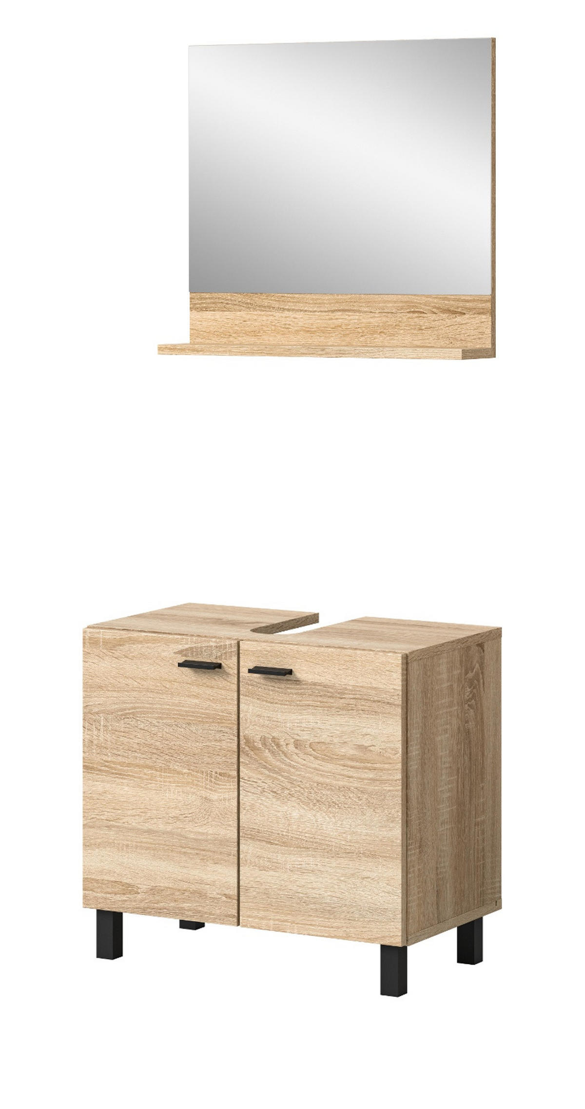 BADMÖBEL-SET Eiche 2-teilig 57 cm, Kombination hängend oder stehend - Eichefarben, Glas/Holzwerkstoff (57/186/33cm) - Inn.Furn