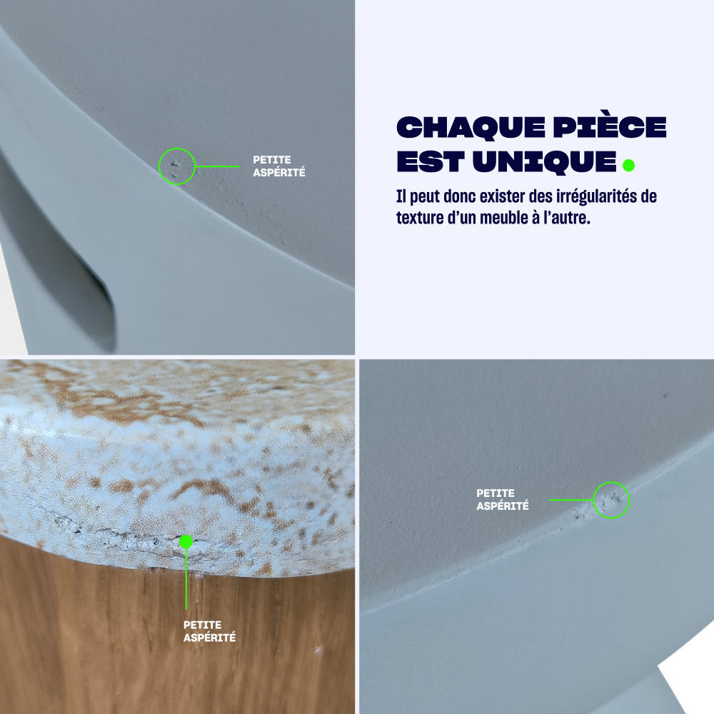 COUCHTISCH aus Zementfaser 120x55cm - TOCOA - Weiß - Weiß, Stein (120/55/40cm) - Drawer