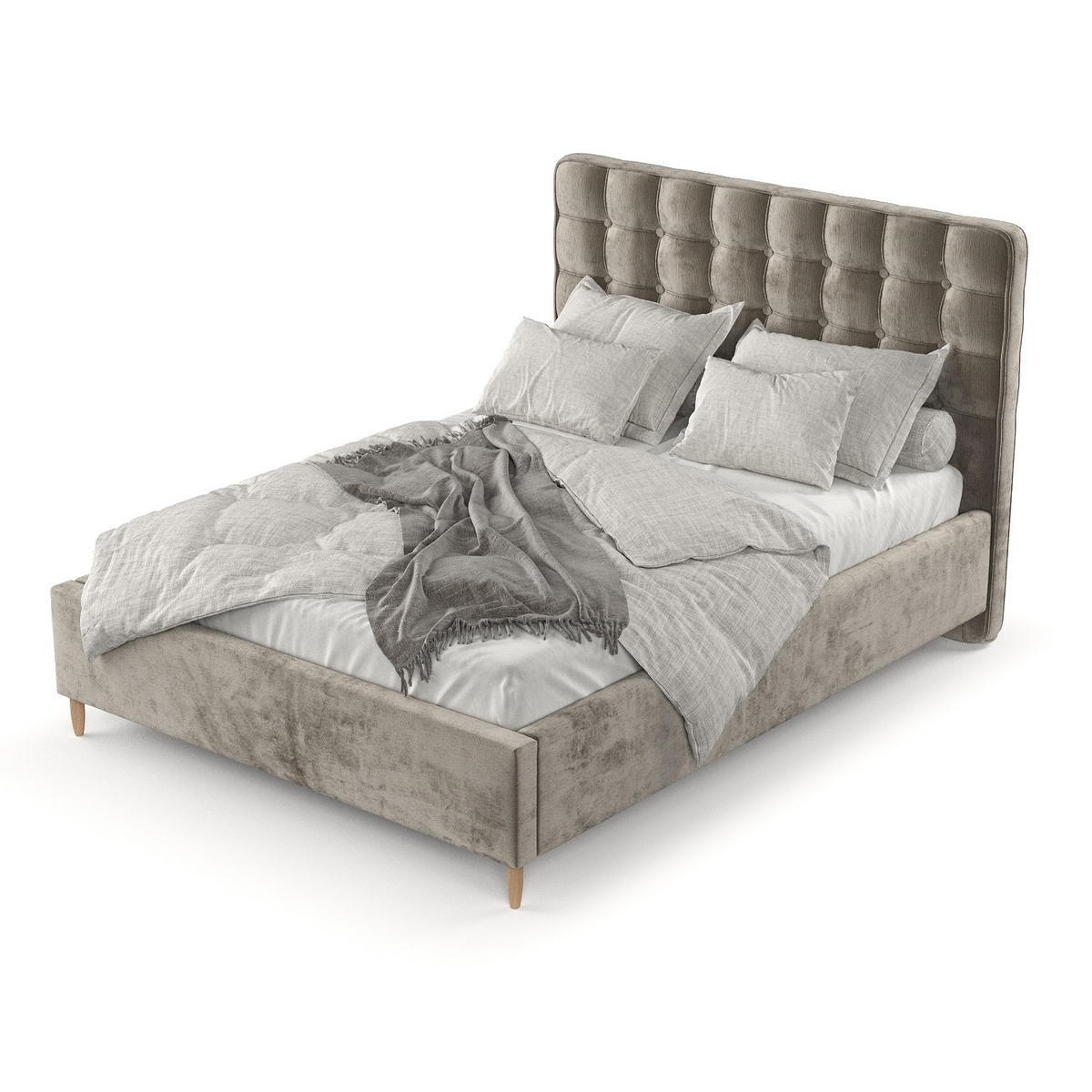 POLSTERBETT Paloma 120/200 cm Beige im Lotta Stoff - Beige/Naturfarben, Holz/Holzwerkstoff (120/200cm) - AltaBeds