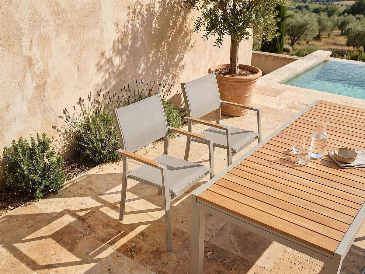 GARTENSTUHL 2er-Set - 57 cm x 60 cm - metall - taupe Macila - Taupe, Metall (57/89/60cm) - Vente-Unique