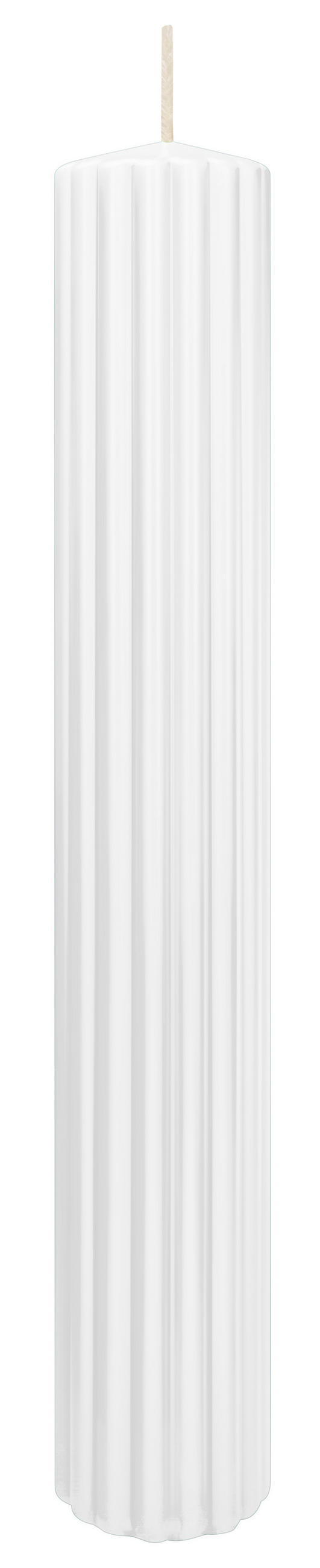 RILLEN KERZEN Weiß 300 x Ø 45 mm, 4 Stück - Weiß, Paraffin (8/15/15cm) - Wiedemann Kerzen