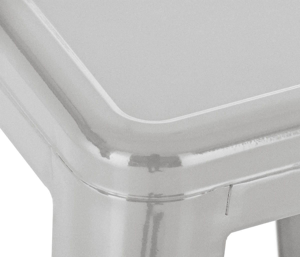 BARHOCKER Metall silber - Eukalyptusholzfarben/Silberfarben, Metall (43/76/43cm) - CLP